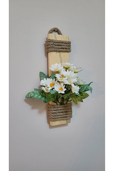 La bella bazar Dekoratif Ahşap Antre Hol Dekor Süs Yapay Çiçek Süslemeli Askı Yapay Çiçek Dekorasyon