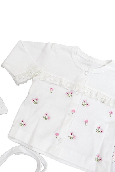 Sitilin 5-Piece Natural Cotton Luxury Hospital Discharge Set for Baby Girl - STL6680