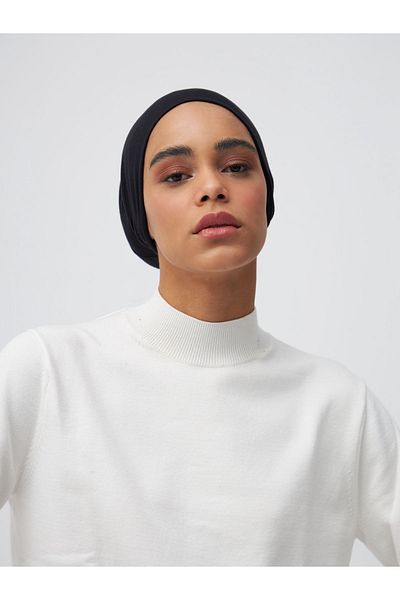 Femple Modest Black Ear Slit Bone Underscarf