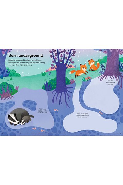 Usborne Little First αυτοκόλλητα για μωρά ζώα