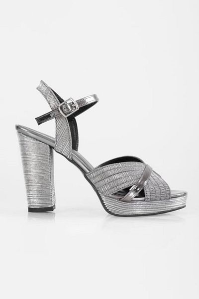 SOLMAZ AUBREY PLATINUM SILVERY PLATFORM HEEL SHOES