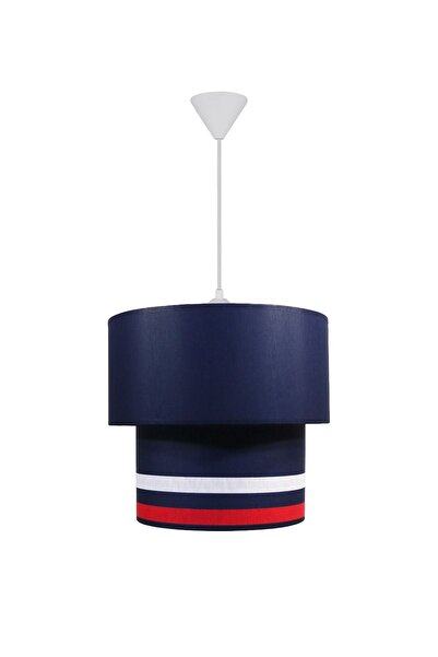 ŞENAY AYDINLATMA İkili Silindir Kumaş Sarkıt - Beyaz Kırmızı Şeritli