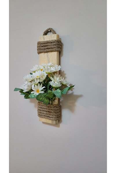 La bella bazar Dekoratif Ahşap Antre Hol Dekor Süs Yapay Çiçek Süslemeli Askı Yapay Çiçek Dekorasyon