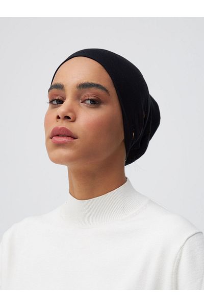 Femple Modest Black Ear Slit Bone Underscarf