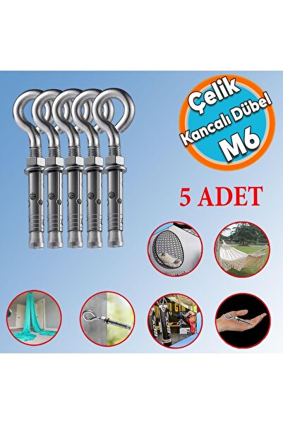 NZB Kancalı Çelik Dübel M6 (5 ADET) Salıncak Boks Torbası Lamba Avize İçin Gö...