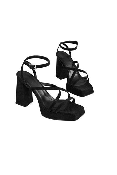 SOLMAZ BRİANNA BLACK SILVERY PLATFORM HEEL SHOES