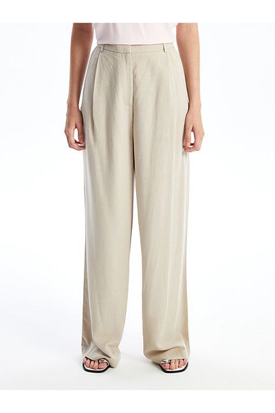 LC Waikiki Bequeme, einfarbige Damenhose aus Leinenmischung