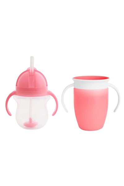 Munchkin معجزة مونشكين الوردية 360 °   كوب للشرب - قفل بالنقر، 6 أشهر+207 مل