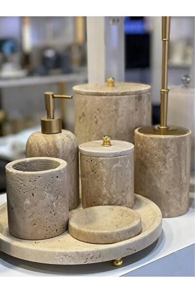 ege gross DEKORATİF DOĞAL TRAVERTEN  MERMER GOLD  AKSESUAR DETAYLI 7Lİ MERMER...