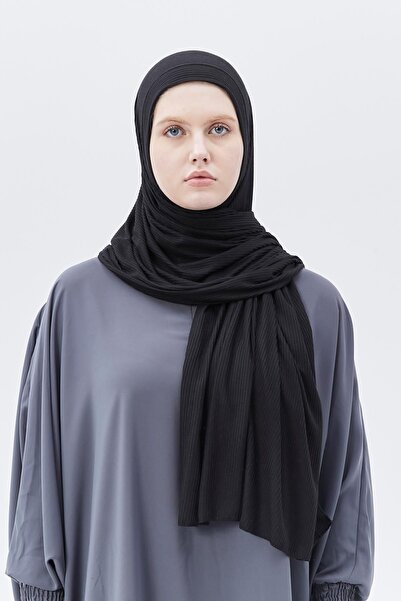 Altobeh Έτοιμο πρακτικό κουμπωτό πολυτελές οργανικό ριγέ σάλι καμισόλ σταυρωτό μαύρο