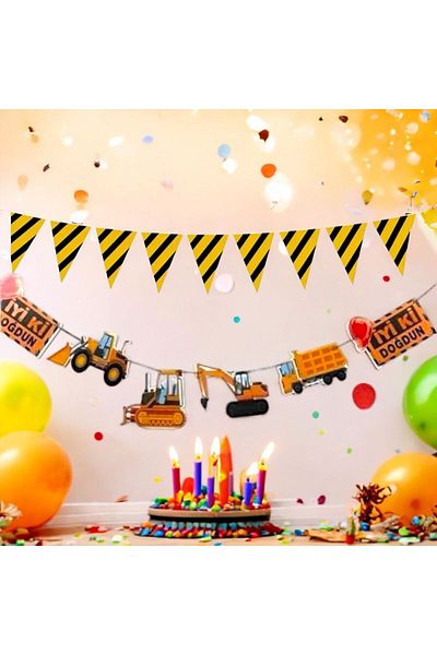 Partifabrik Construction Themed 2 Pieces Party Ornaments for Birthday
