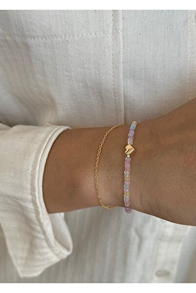 takıtarzım سوار نسائي - تصميم قلب ذهبي اللون مع تفاصيل خرز