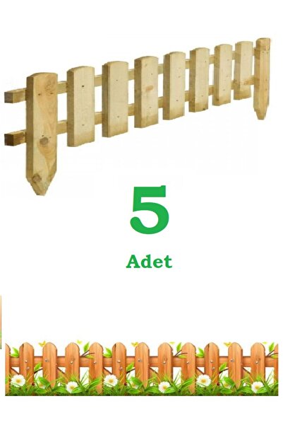 Mevsim Ticaret Ahşap Çit Emprenyeli Bahçe Sınır Çiti 110cm 5 Adetli Set