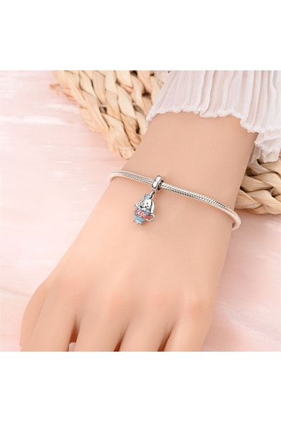 MAM Rabbit in a Cup Silver Color Charm