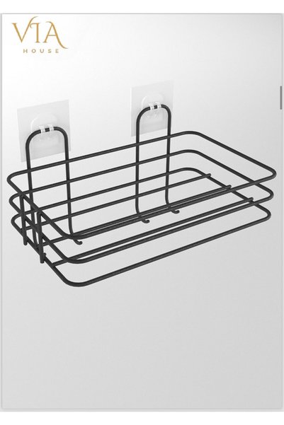 VİE HOUSE Black Bathroom Organizer - Kitchen Bathroom Shelf Organizer with 4 Hooks