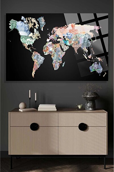 TAULART Money World Map Unbreakable Luxury Glass Table, Home and Office Gift ...