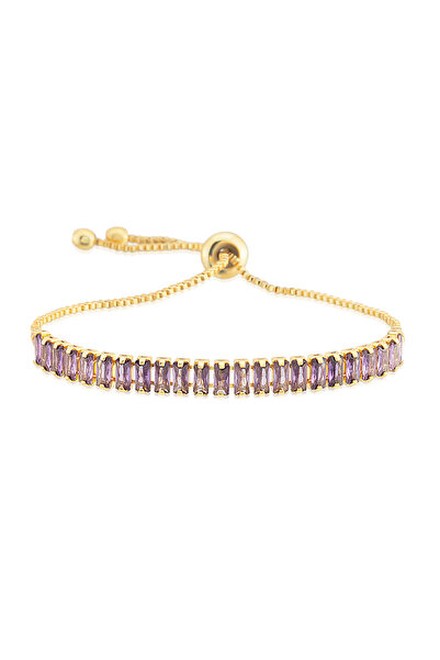 Ressia Kadın VIP Su Yolu Kararmaz Ayarlanabilir Asansörlü 5mm Mor Baget Bileklik