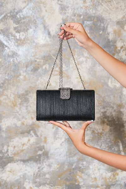 ROZA CANTA حقيبة سهرة نسائية باللون الأسود بالليزر