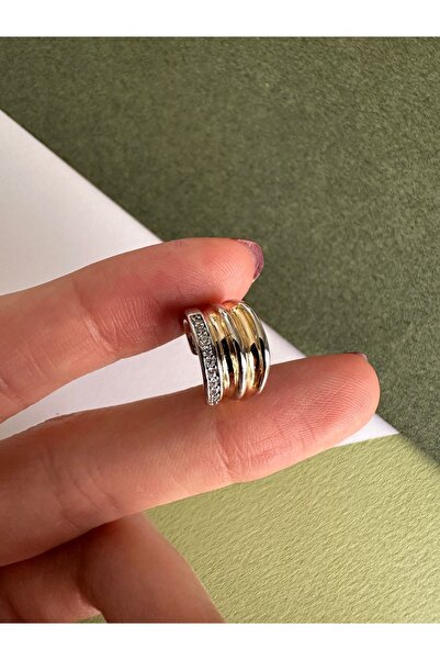 ringbox Çift Renkli Zirkon Taşlı Kıkırdak Küpe Earcuff