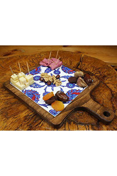 Çini Evi Garden Blue Wooden Presentation Tray
