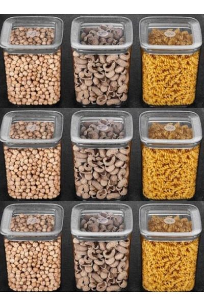 VİP AHMET Sude Square Storage Container 900 Ml X 9 Food Container 9 Pieces Set