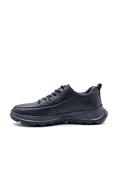 MARCOMEN Men's Black Comfort Shoes - Genuine Leather, Soft and Lightweight Design