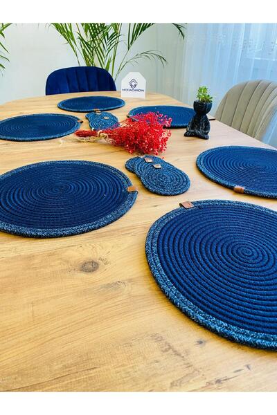 ModaCardin jüt hasır amerikan servis supla ve bardak altı 12 parça