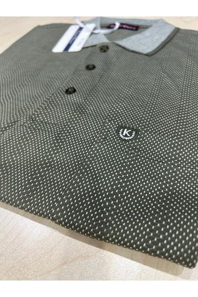 KEMAL EKİNCİ Men's Polo Collar Pocket Patterned Hered T-Shirt
