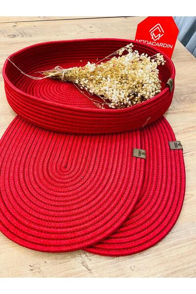 ModaCardin 3-dijelni set ovalnog tanjira i korpe od jute i pruća - Podmetač