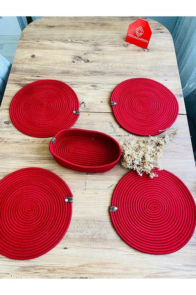 ModaCardin 5 Piece Jute Wicker American Service Plug and Basket Set