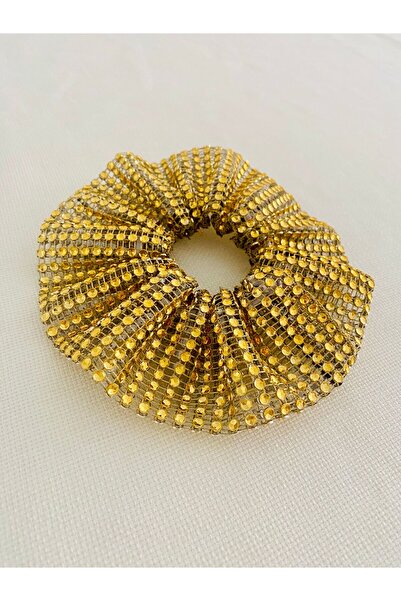 SmY Bag Scrunchie cu cataramă de piatră cu cataramă de aur - Design strălucitor