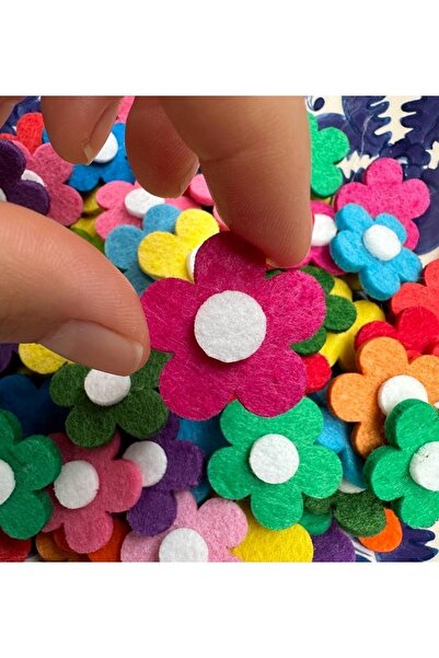 Yumuşakkeçe Renkli Çiçek 3 Cm 100 Adet