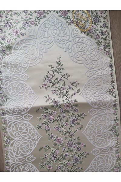 Nurka Çeyiz Luxury Tapestry Prayer Rug with Flower Detail for Dowry Gift Bundle