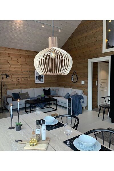 Ferisa Home Ahşap Rustik Banyo Mutfak Salon Avize