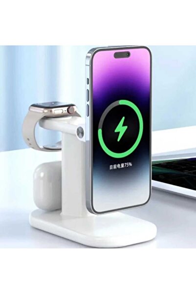 SaLFaT Kablosuz Şarj istasyonu Cihazı Mega Safe Uyumlu 3 in 1  Watch iWatch u...