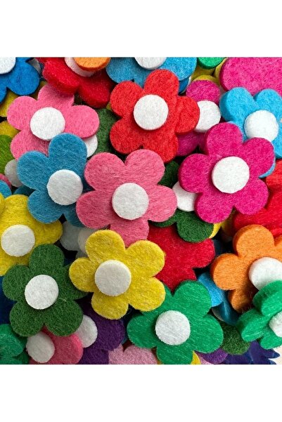 Yumuşakkeçe Renkli Çiçek 3 Cm 100 Adet