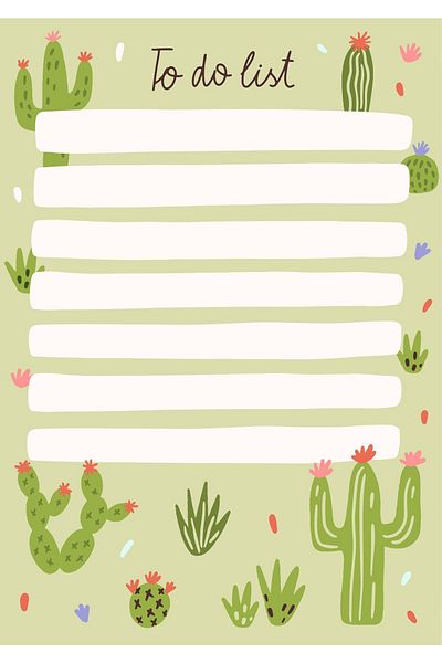 Srctech Cactus Themed To Do List 50 Sheets A5 Size