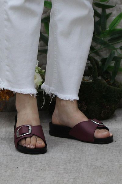 Ceyo Oliva-8 Claret Red Women's Orthopedic Comfortable Slippers