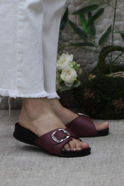 Ceyo Oliva-8 Claret Red Women's Orthopedic Comfortable Slippers