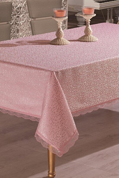 DENİZLİ ÇEYİZ Pink Lace Tablecloth - 160X220