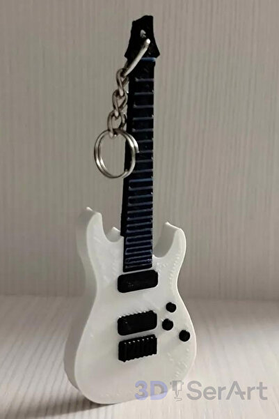 3D SerArt Elektro Gitar Çift Renk Anahtarlık 7cm