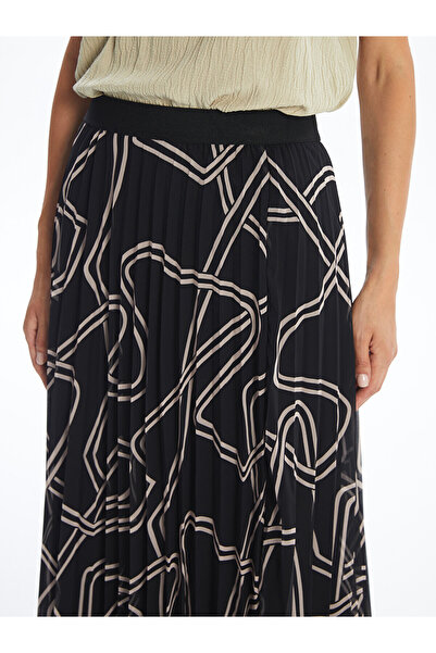 LC Waikiki LCW női sifon redős szoknya - mintás elasztikus derékkal