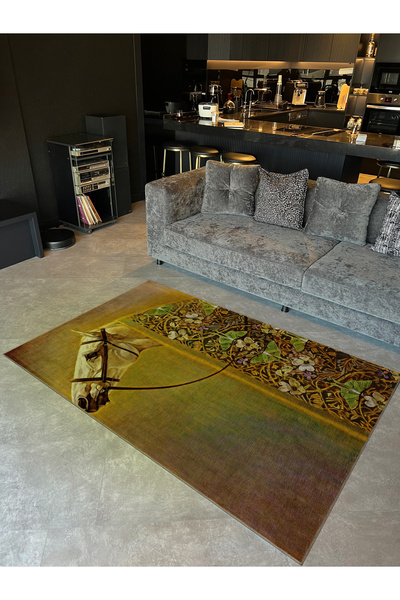 Rugs Modern Halı Covor decorativ vintage multicolor cu cal abstract, fluture ...