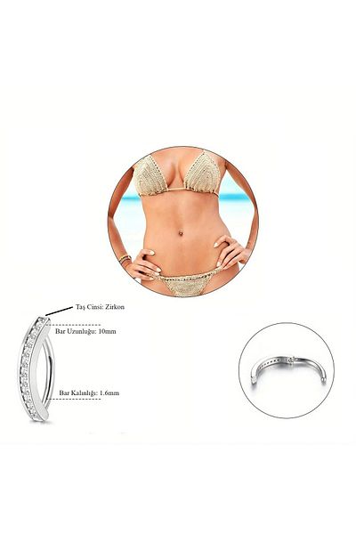 agbtasarım 1st Level Zircon Stone Stringed Hook - Single and Double Intersection Piercing (Special Design)