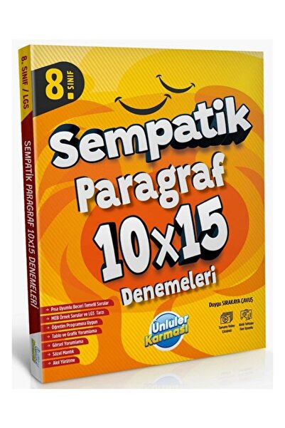 ünlüler yayınları Ünlüler 8. Sınıf Sempatik Paragraf 10x15 Deneme Ünlüler Yayınları