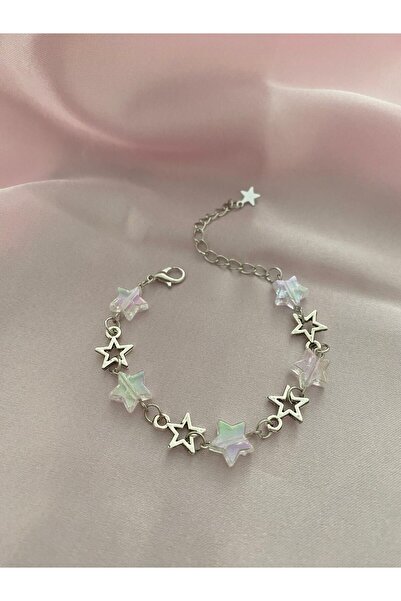 bohemian takı tasarim Janjanlı Hologram Yıldızlı Fairycore Star Bileklik