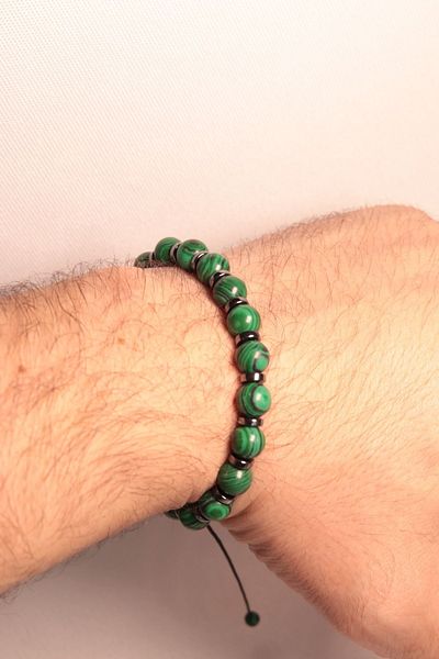 CessNova Certified Natural Stone Malahit, Hematite Bracelet