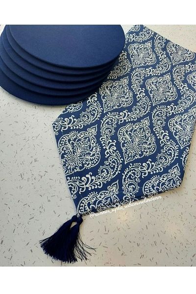 Premier Σετ δρομέων 6 τεμαχίων με μοτίβο Navy Blue Breed - Σχέδιο φορτιστή MDF American & Service