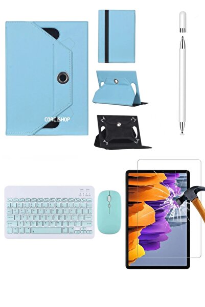 corcishop Lenovo Tab M10 Plus 3rd Gen TB125FU Uyumlu 4in1 Set Klavye Mouse Kı...