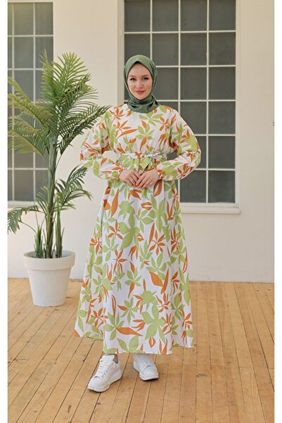 BBS Πράσινο λινό φόρεμα Hijab